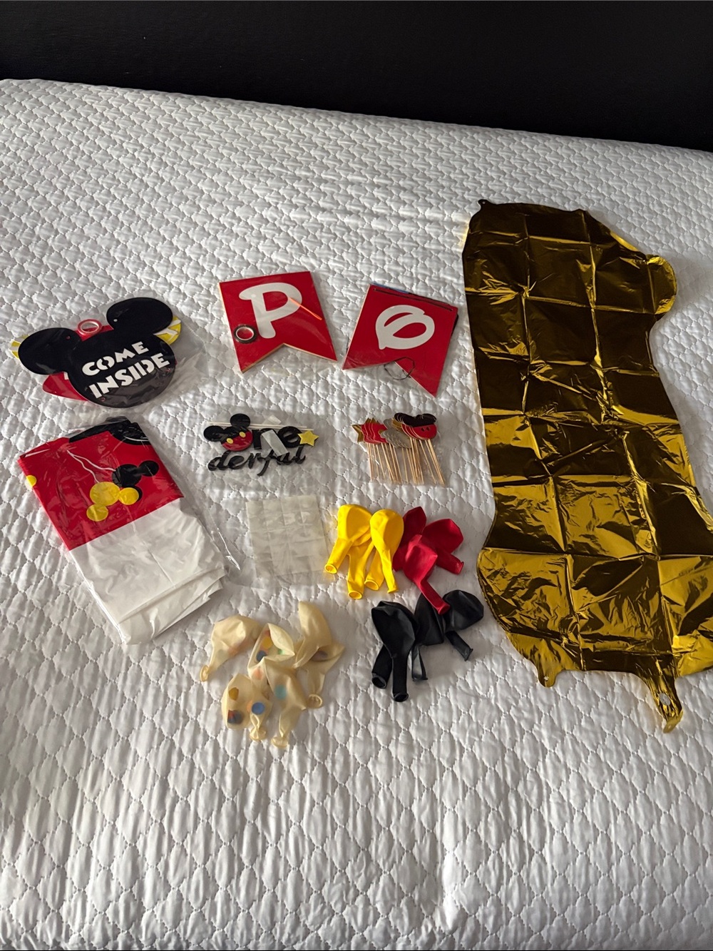 Mickey Mouse Party Kit - Gold, Red, Black, Yellow birthday decorations